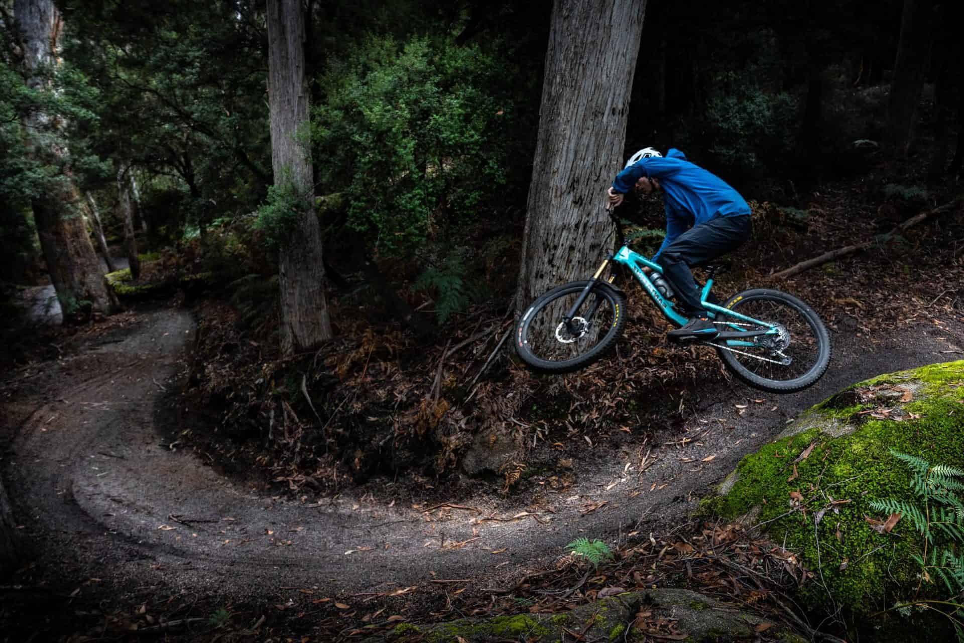 Mountain biing through the beautiful single track at Blue Derby
